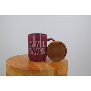 Rae Dunn Artisan Collection Sweater Weather‎ Burgundy Coffee Mug with Lid